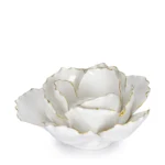 White Flower Golden Candle Holder