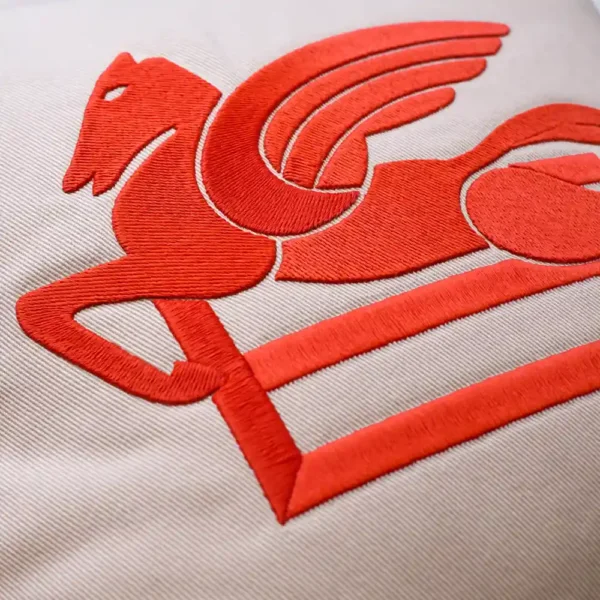 Cotton Ribot Embroidered Cushion - Image 2