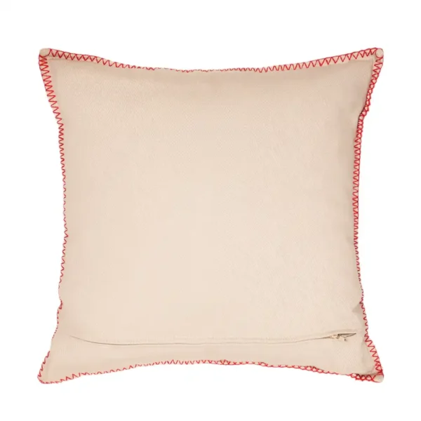 Cotton Ribot Embroidered Cushion - Image 4