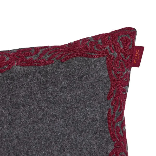 Wool Paisley Frame Embroidered Cushion - Image 3