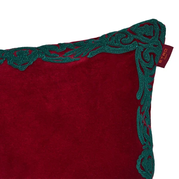 Velvet Paisley Frame Embroidered Cushion - Image 3