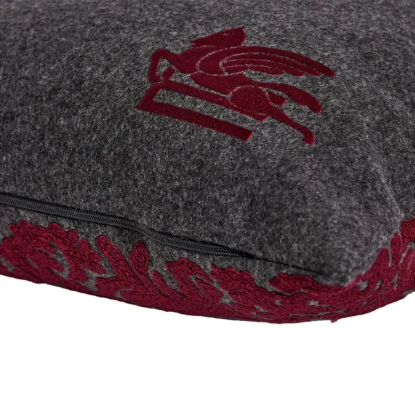 Wool Paisley Frame Embroidered Cushion - Image 4
