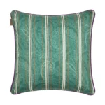 ETRO HOME Amalia cushion in emerald green with a striped marbled print and piped cord edge