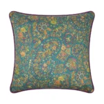ETRO HOME Amalia cushion in emerald green with a striped marbled print and piped cord edge
