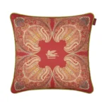 ETRO HOME Kiri cushion in rust red with a tonal paisley print and piped cord edge