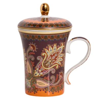 ETRO HOME porcelain lidded mug with paisley detail — luxury tableware