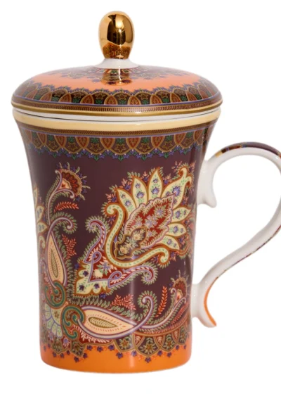 ETRO HOME porcelain lidded mug with paisley detail — luxury tableware